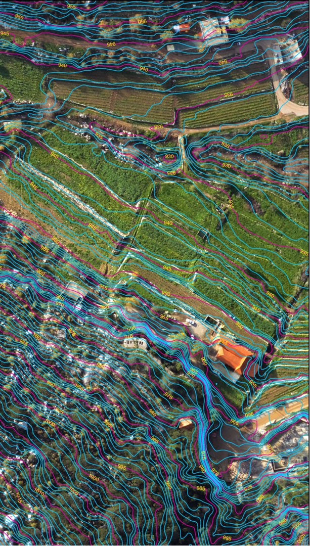 Mapped aerial image of an urban area