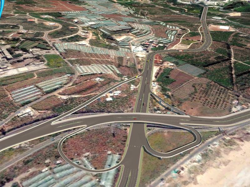 Aerial view of a highway interchange